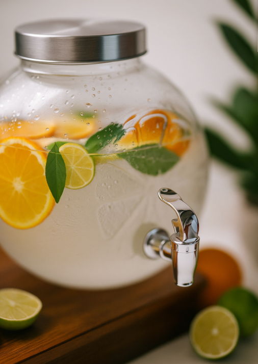 4L Glass Beverage Dispenser with Stainless Steel Tap