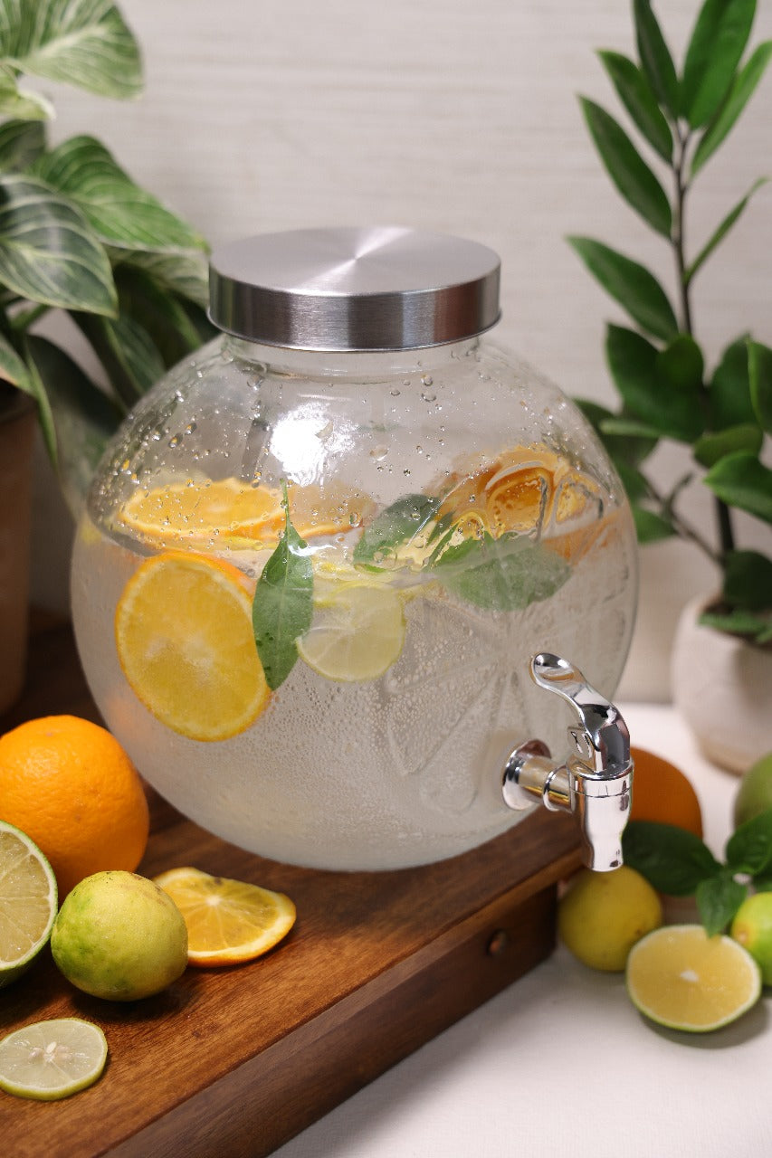 4L Glass Beverage Dispenser with Stainless Steel Tap